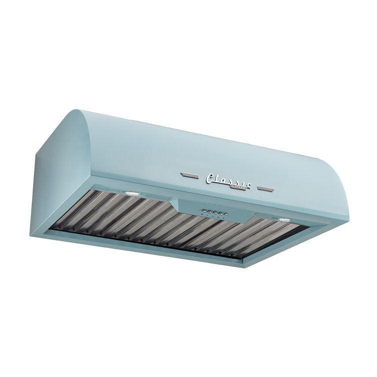 Classic Retro 24" 500 CFM Ducted Under Cabinet Range Hood with Stainless Steel Baffles and Light
