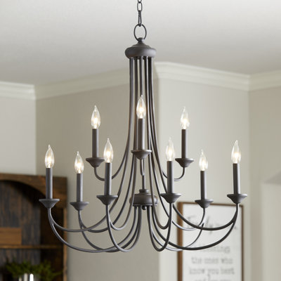 Lustre à niveaux 9 lumières de style bougie Politique
