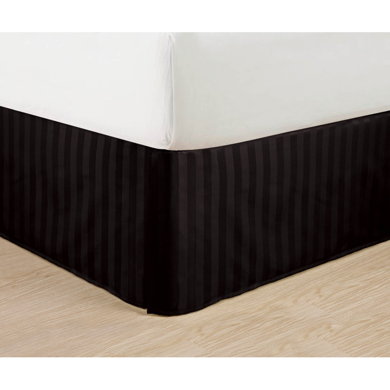 Jupe de lit simple à rayures 14 po Simple Elegance, Noir, Grand