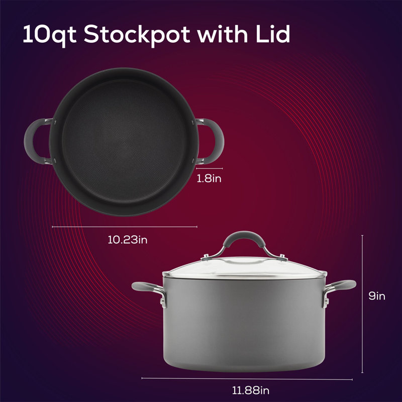 Radiance Hard-Anodized Aluminum Nonstick Wide Stockpot, 10.0