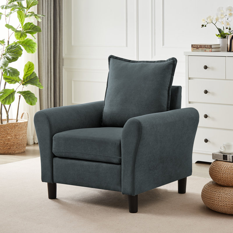 Danaysha 34.65" W Comfy Accent Armchair, Dark Gray