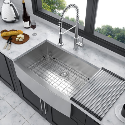 33 Farmhouse Sink - 33 Inch Kitchen Sink Stainless Steel 16 Gauge Apron Front Kitchen Sink