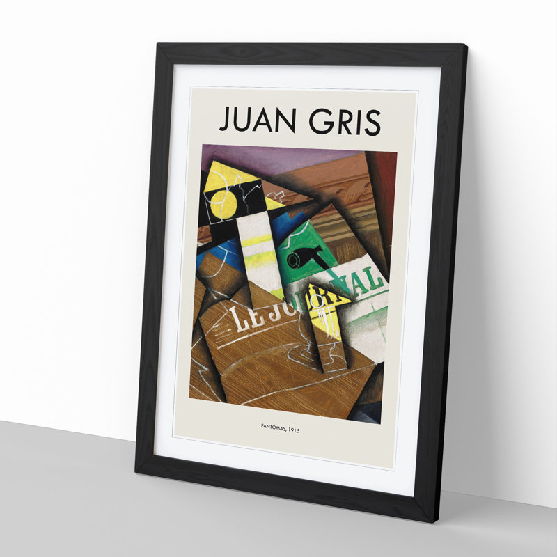 Fantomas by Juan Gris - Single Picture Frame Print, 48cm H x 36cm W x 2cm D, Black Framed