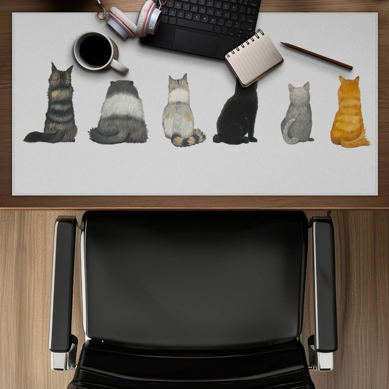 Six cats lined up back view - 15.75"x31.50" Desk mat