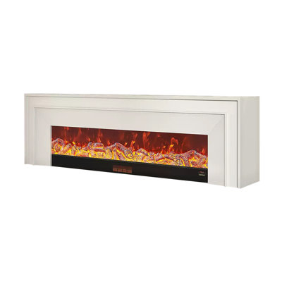 White Solid + Manufactured Wood Heating Freestanding TV Cabinet Fireplace