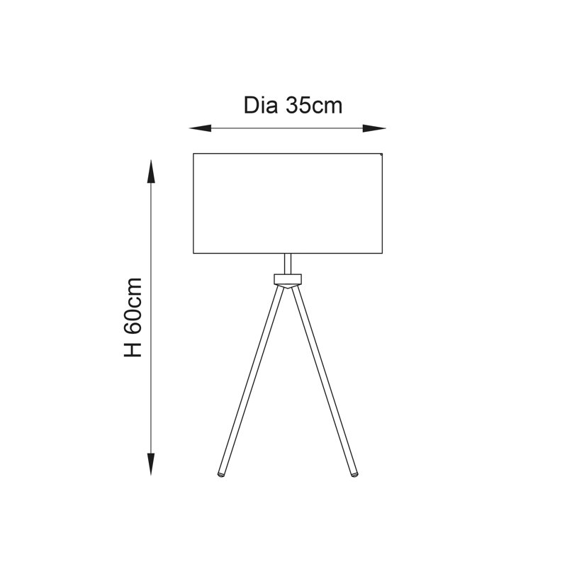 Madeline Metal Tripod Lamp, Matt Nickel/Grey