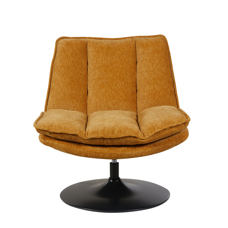 Corduroy Upholstered Swivel Accent Chair, Ochre