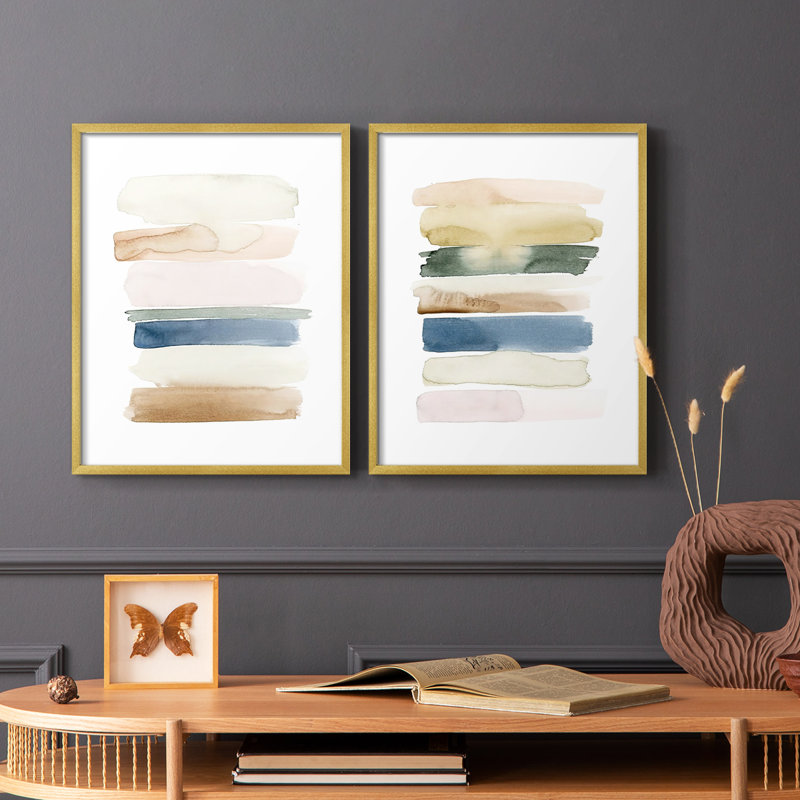 Impression encadrée «Faint Swatches I-Premium» - prêt à être accroché - aucun clou requis - aucun clou requis, Doré