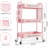 3-Tier Rolling Cart With Wheels & Storage Bins - Heavy Duty Metal Utility Cart With Pegboard, Hooks For Bathroom, Kitchen, Office, Nursery, Craft Room Organization-115124801