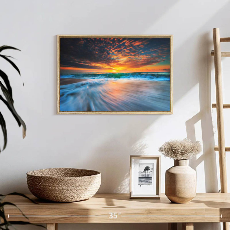 Cloudscape sur Malwae, Cadre flottant en bois naturel, 19 po x 13 po