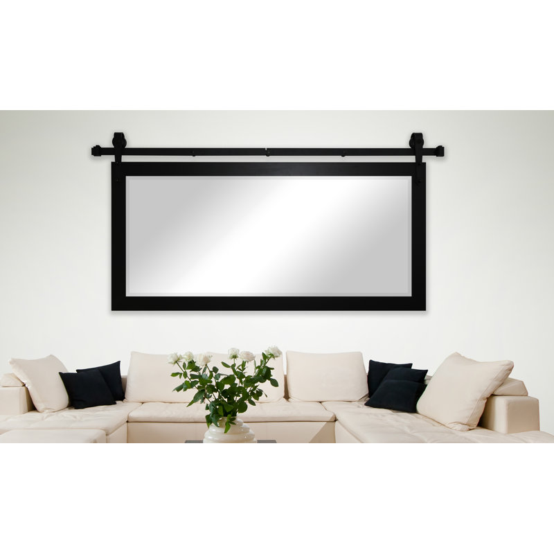 Neace Flat Wall Mirror, 31" H x 71" W, Satin Black
