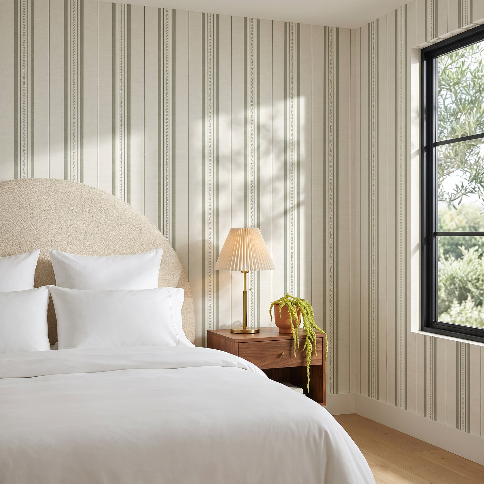 Townhouse Stripe Self-Adhesive Wallpaper Double Roll, Green