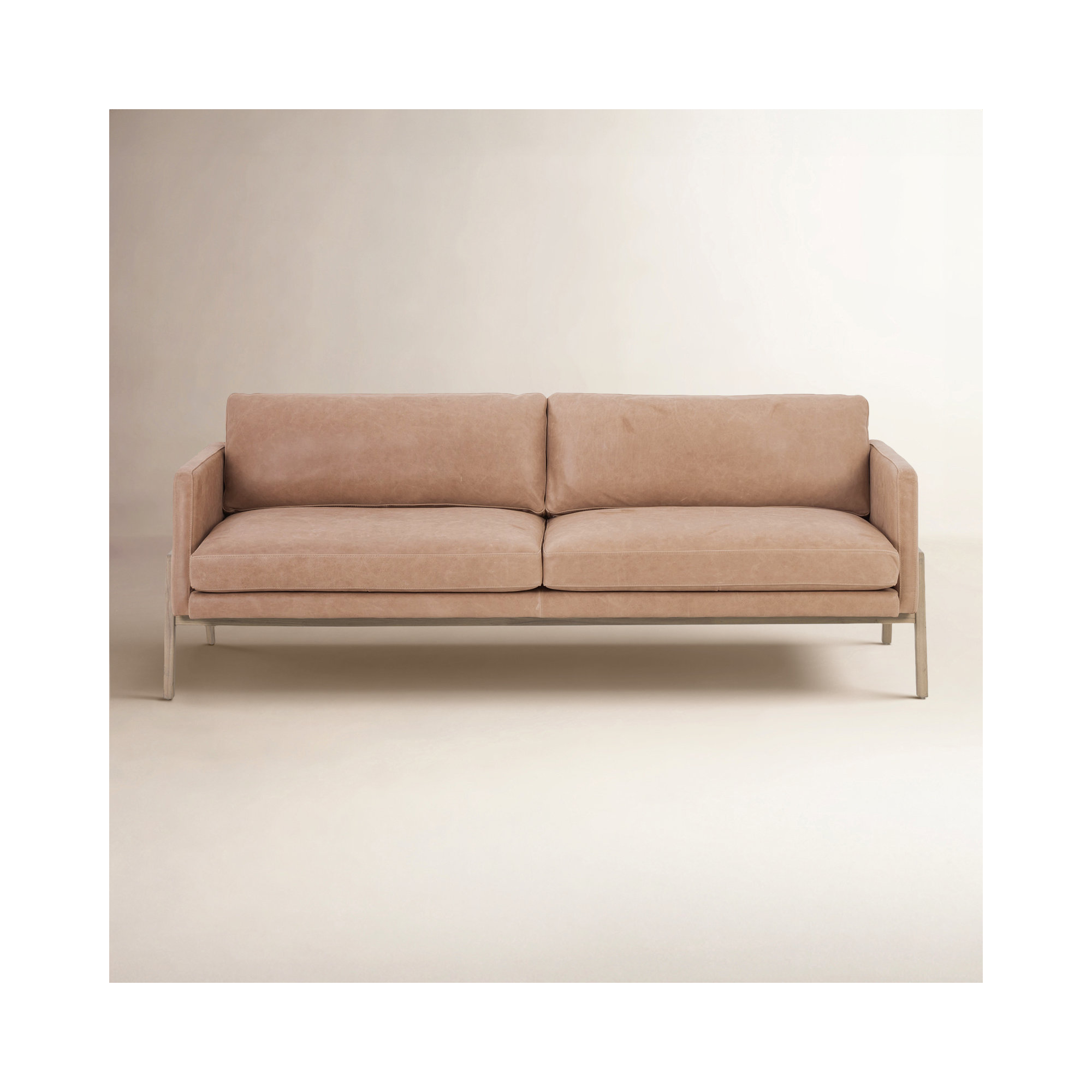 Viviana 84'' Upholstered Sofa, Palermo Nude Genuine Leather, Beige