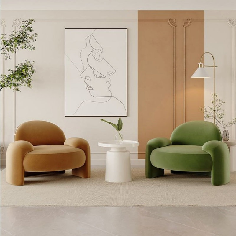 Canapé simple moderne minimaliste (ensemble de 2), Vert / Orange