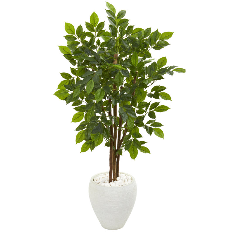 Bouleau artificiel River en pot, Blanc