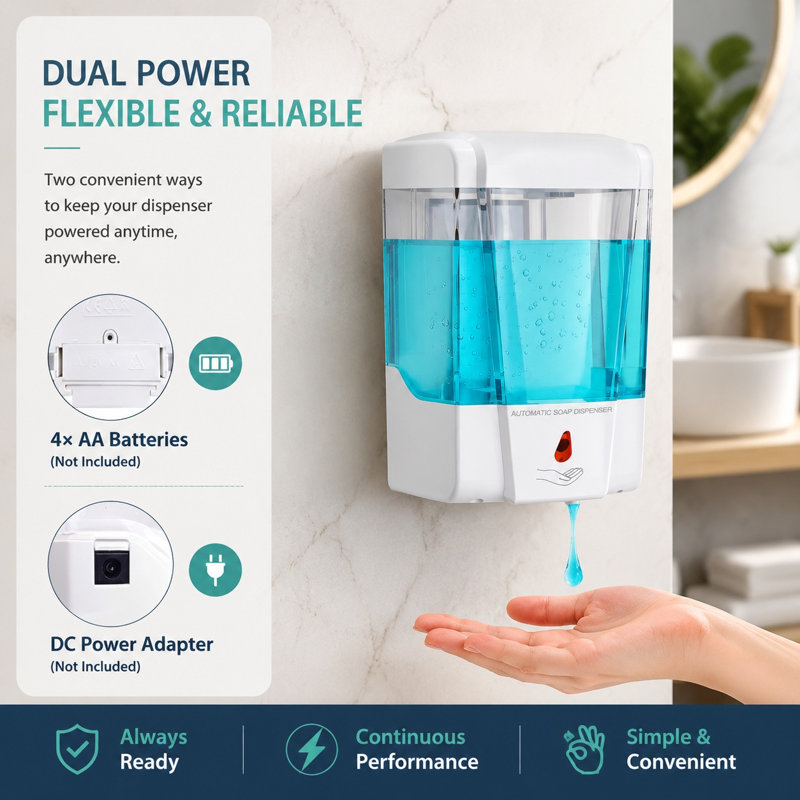 Wall Mounted Touchless Hand Sanitizer and Soap Dispenser 700 mL White