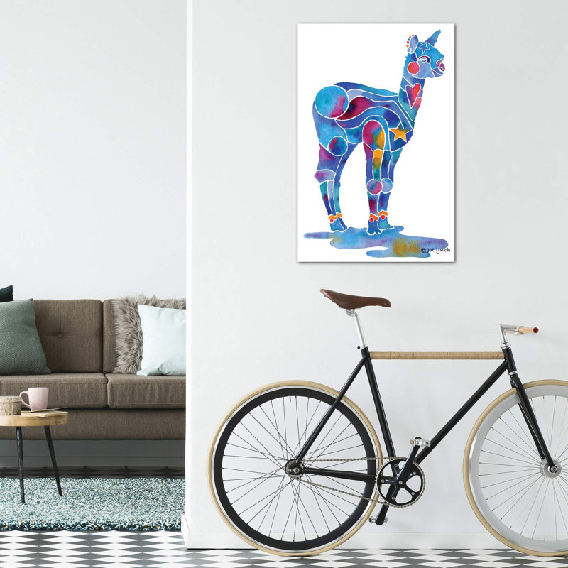 Alpaca Cria par Jo Lynch - impression d'art graphique, H 18 po x l 12 po x 1,5 po, Toile tendue, Pas de tapis
