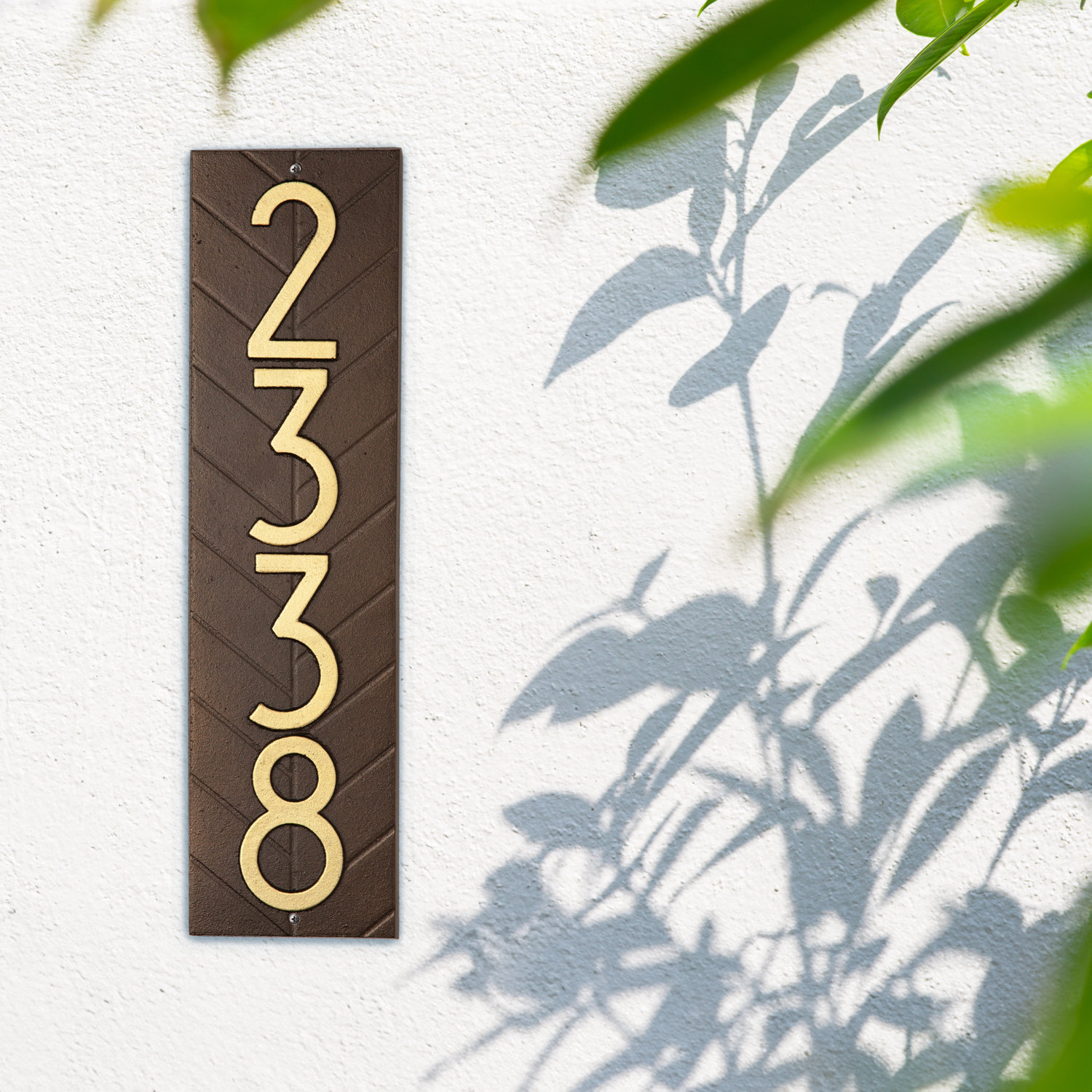 Mid-Century Modern Wall Plaque, Yes, Dark Bronze/Gold