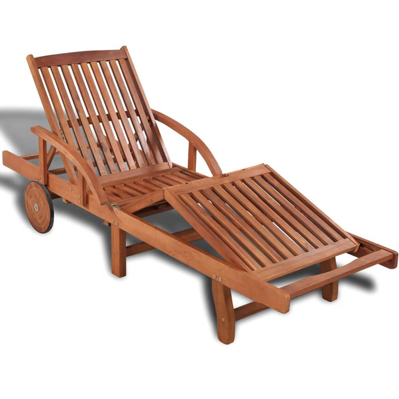 Cherita 200cm Long Reclining Acacia Single Chaise, Brown