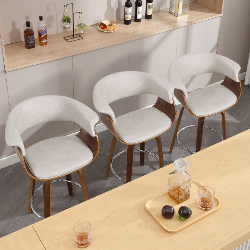 Draymond Swivel Upholstered Counter & Bar Stool, Beige, Counter Stool (26" Seat Height)