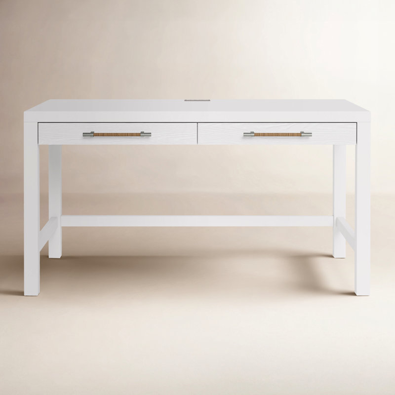 Lana Solid Wood Base Writing Desk with Power Outlet