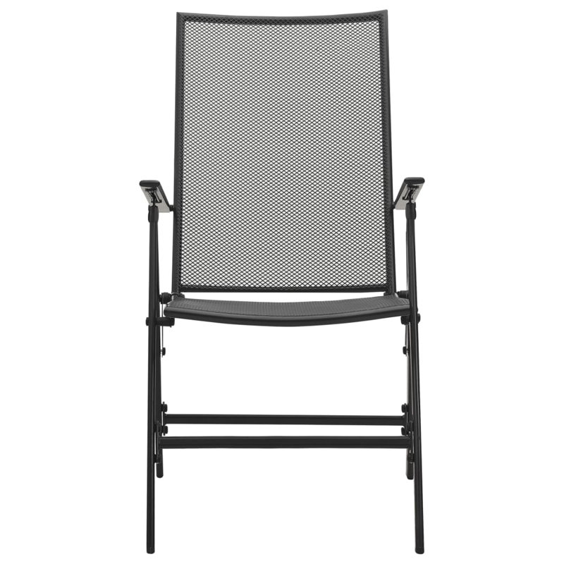 Chaises pliantes en maille anthracite, Gris anthracite, 4
