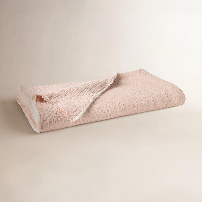 Topanga Organic Matelasse Throw Blanket, Queen, Praline Chambray