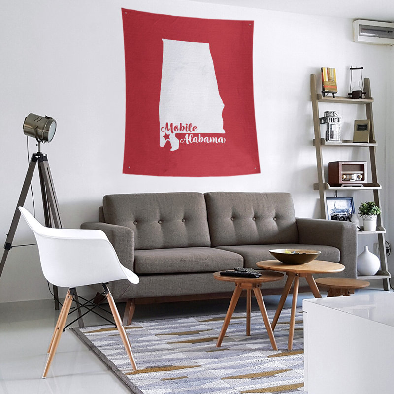 Tapisserie mobile Alabama, H 104 po x l 88 po, Rouge