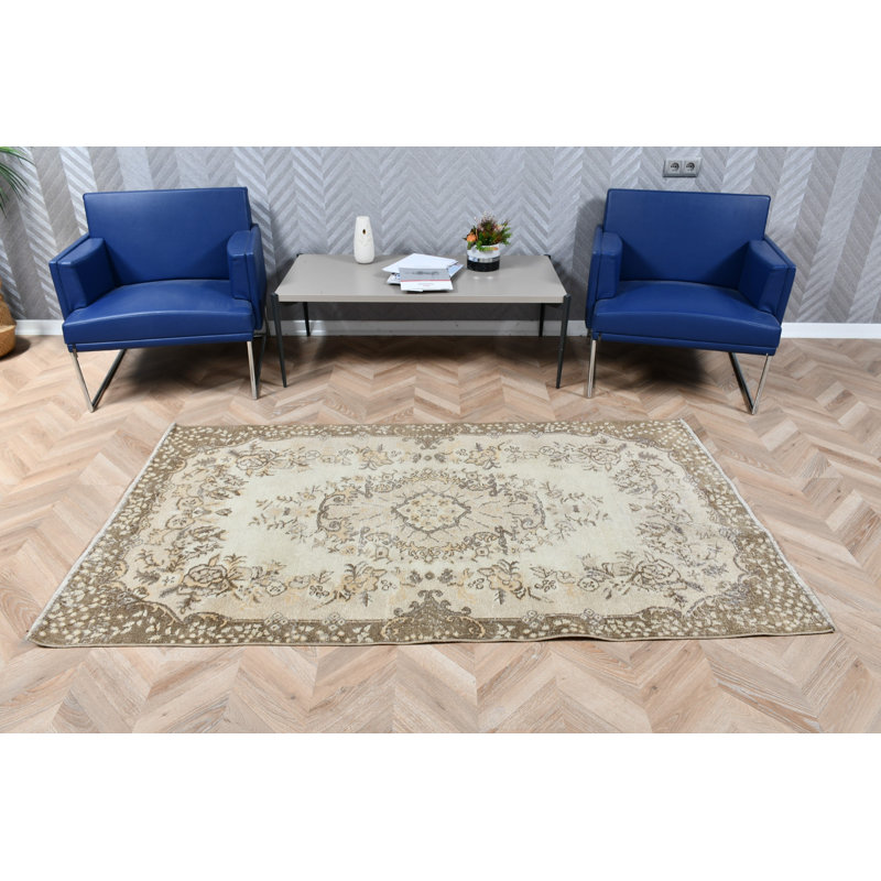 Tapis turc rétro Oushak rétro idéal pour la décoration de chambre à coucher avec un design oriental antique