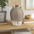 Caleb Accent Vase With Drip Pattern, Angled Handles Beige Gray Ceramic