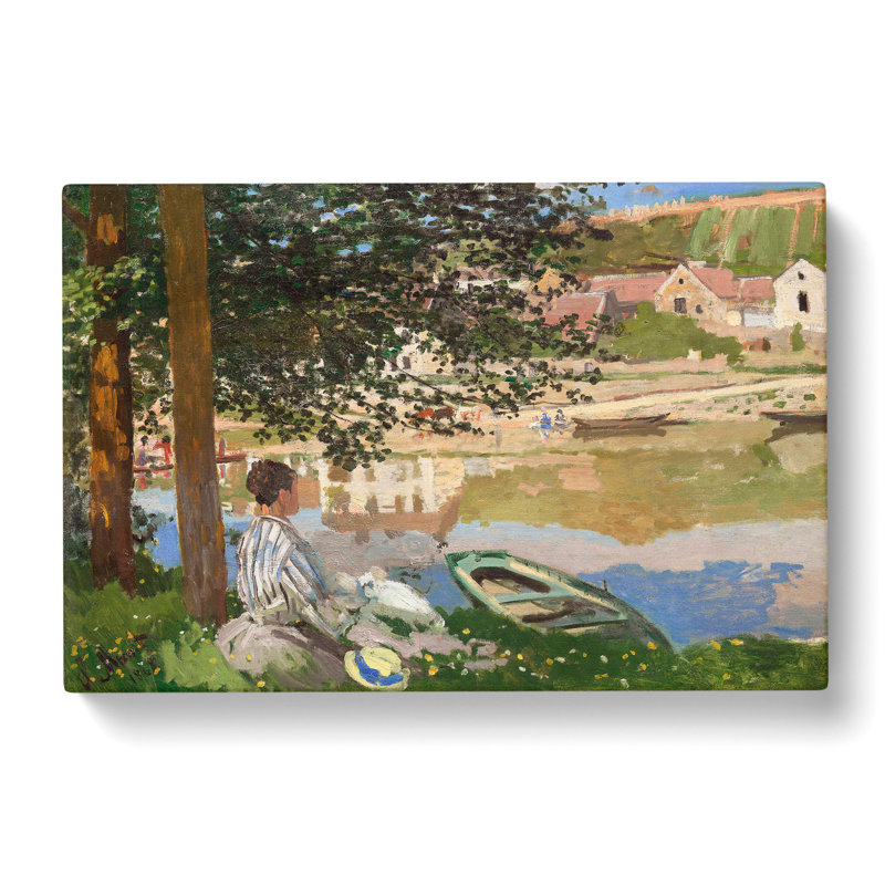 On The Bank Of The Seine by Claude Monet - Wrapped Canvas Painting, 35cm H x 50cm W x 3cm D
