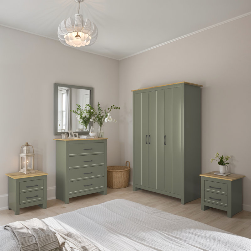 Alezae 4 Piece Bedroom Set, Kale Green
