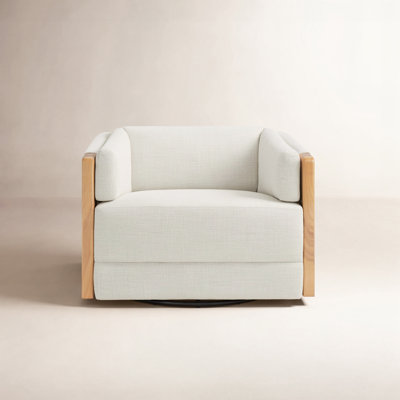 Willsboro Genuine Leather Swivel Accent Chair