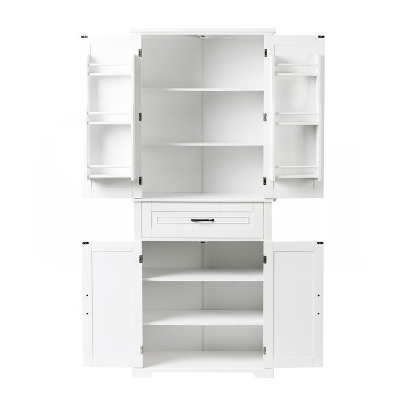Bathroom Storage Cabinet With Doors And Drawer, Multiple Storage Space, Adjustable Shelf, White