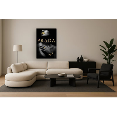 Art mural sur toile luxe noir et doré - 32 po x 48 po