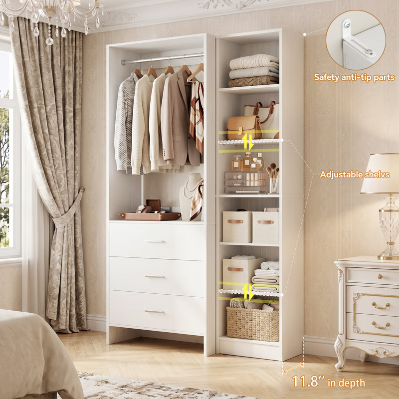 Closet System with Open Shelves, White