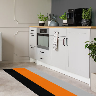 Tapis orange/gris