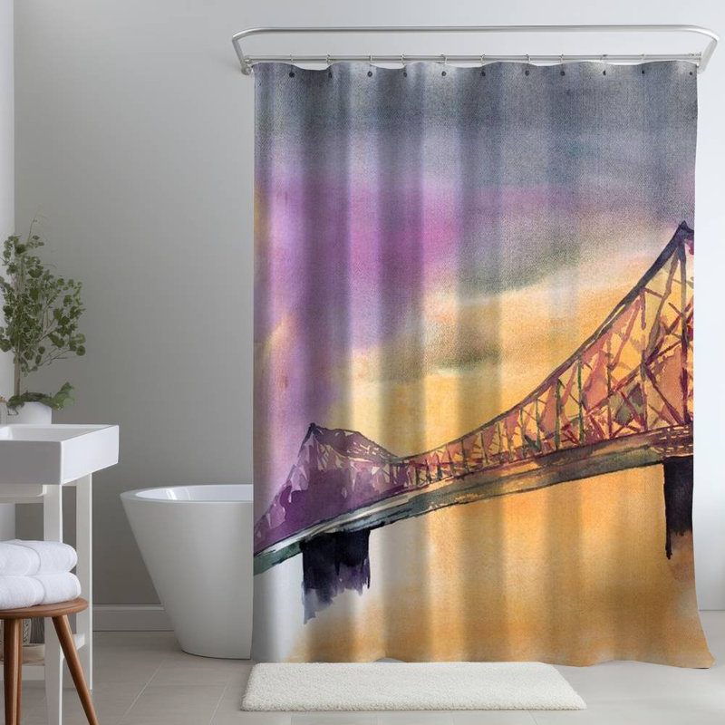 Shower Curtain CI370 – Polyester Shower Curtain, Dye Sublimation Print, 71" W × 74" L, Multicolor Brown