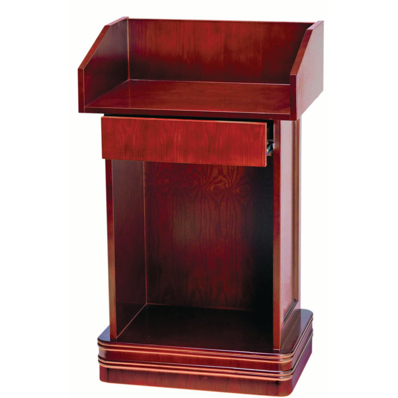 Cherry Hardwood Floor Model Podium with Storage Drawer