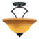 Zilo Semi-Flush 2-Bulbs Shown In Dark Granite Finish With 12" Cayenne Linen Glass
