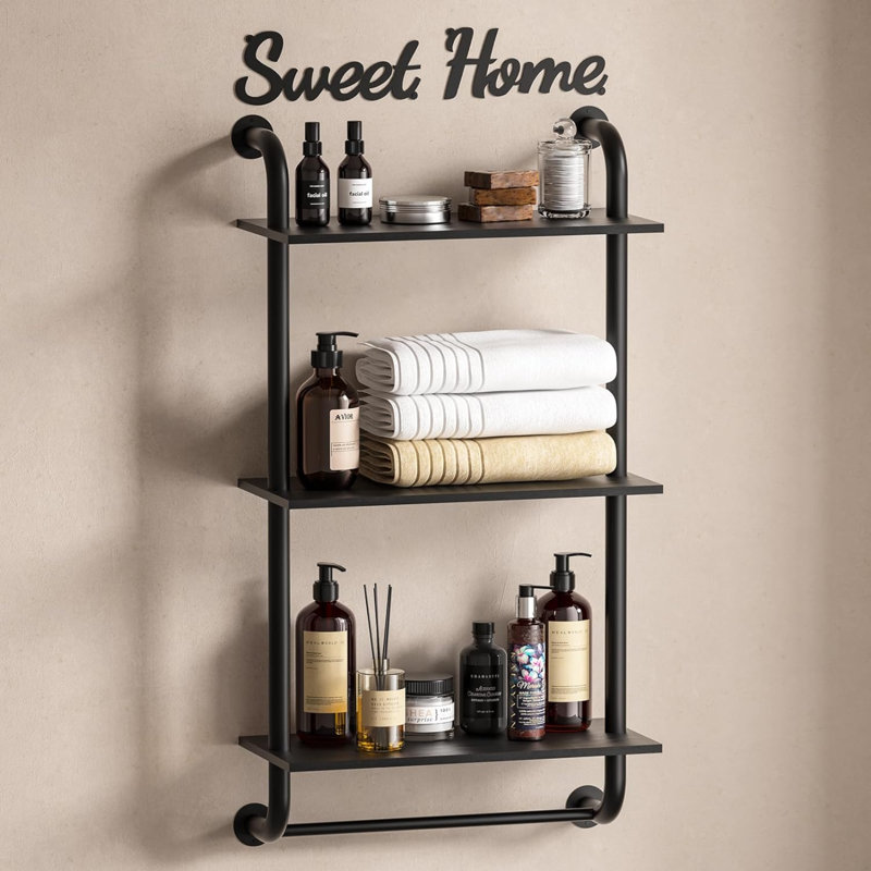 Teter 3 Piece Floating Shelf, Black