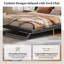 Très grande base de lit tapissier, plateforme en cuir de polyuréthane avec courbe ondulée et pieds trapézoïdaux, aucun sommier requis-664442127-664442124