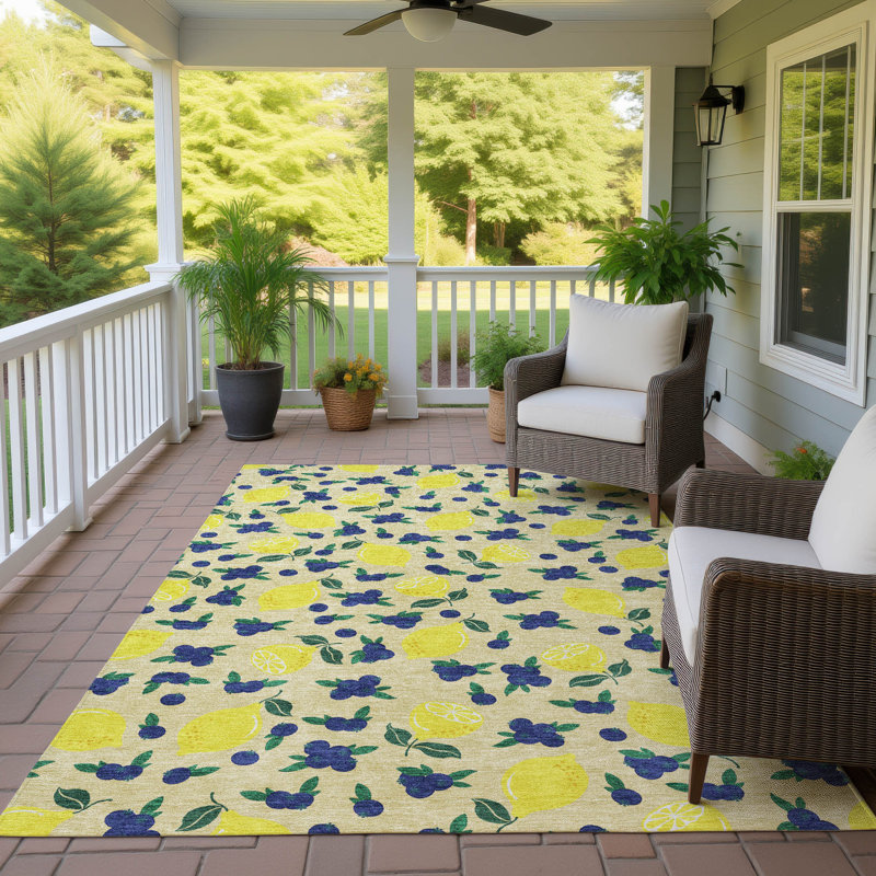Machine Washable Indoor/Outdoor Bourkelands ACN2354 Fruits Rug, Rectangle 5' x 7'6"