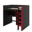 Lit mezzanine de jeu complet complet avec bureau, plusieurs supports de rangement et des lits à DEL personnalisables, lit mezzanine de jeu en bois avec armoire de rangement et échelle d'accès-52527002