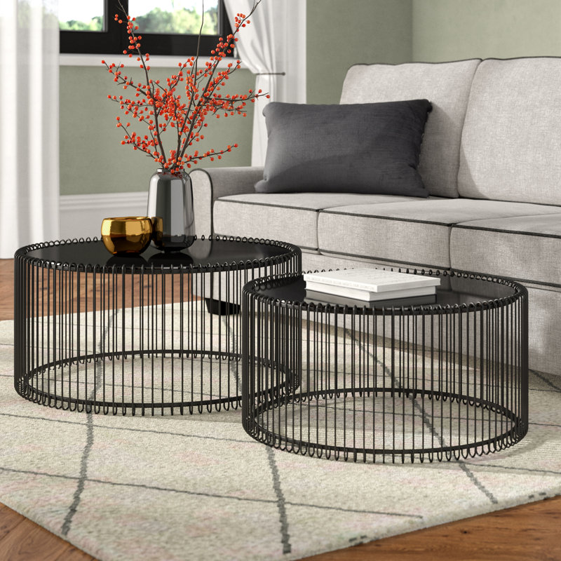 2-piece coffee table set Wire, Black