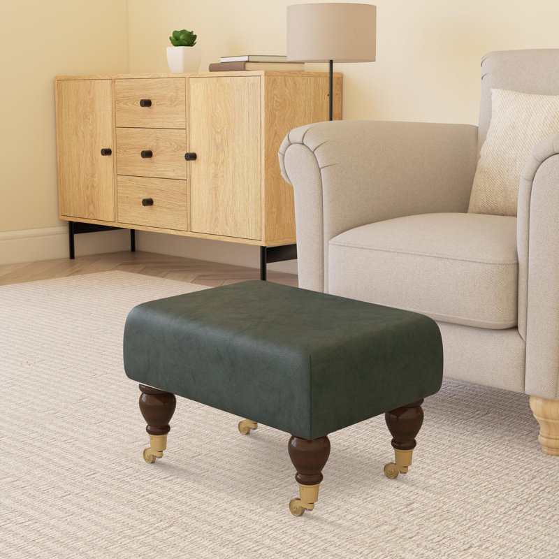 Collado Wood Caster Leg, Mahogany, Bottle Green, Italian Leather