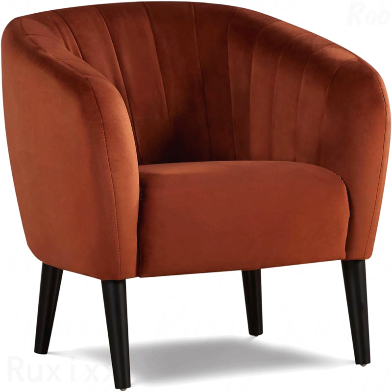 Chaise d'appoint de style moderne orange brûlé pour salon confortable avec design cylindrique et capitonnage