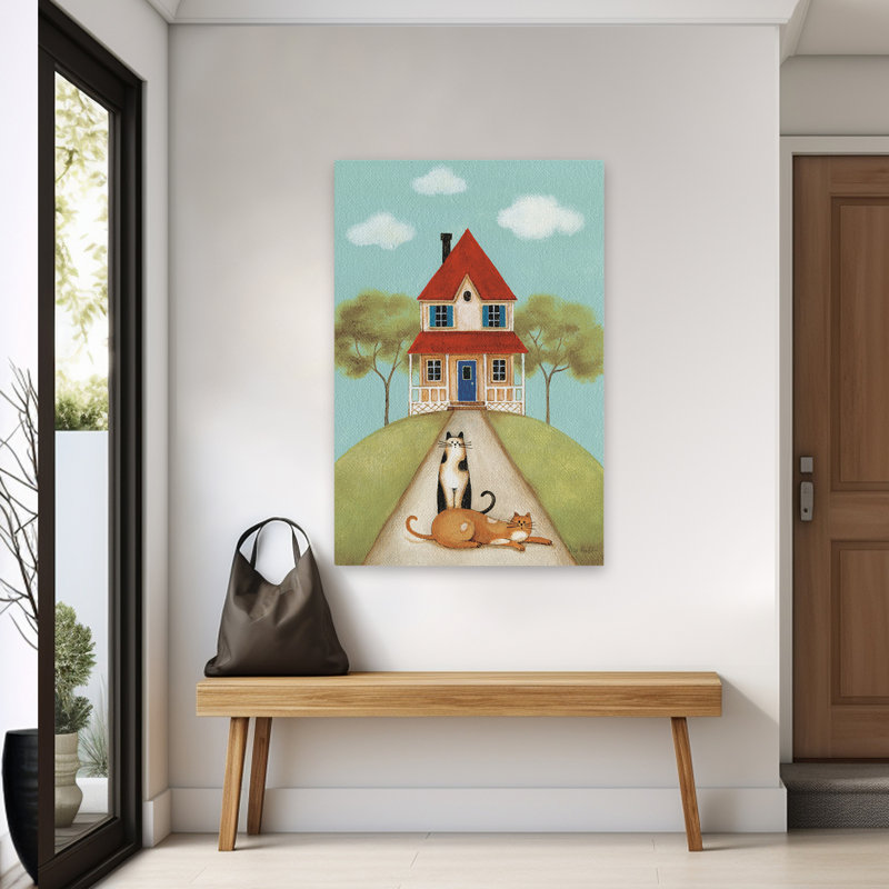 My Home V - Art Americana noir et bleu, H 60 po x l 40 po