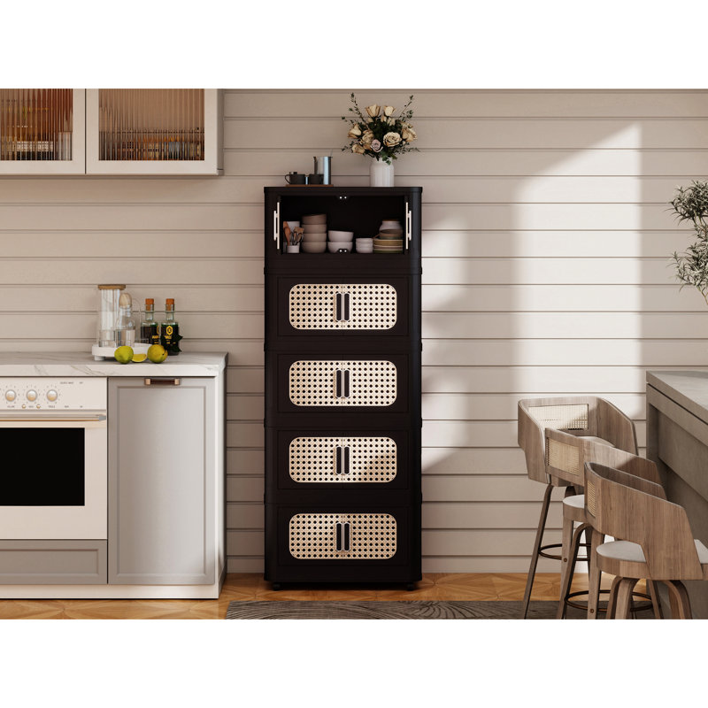 Armoire de rangement latérale en plastique de 20 po de style American Retro, 4 - avec porte magnétique, facile à assembler et à déplacer dans les pièces, assemblage rapide