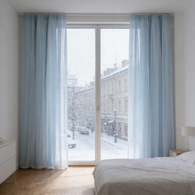 Double Layer Curtains 2-Pack - Sheer & Blackout Room Darkening Panels With Grommet Top For Energy Efficiency, 52" W x 63" L